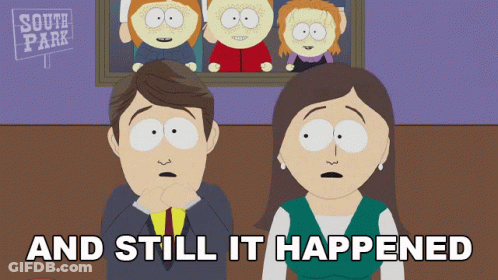 Cartoon Man And Woman Saying And Still It Happened GIF
