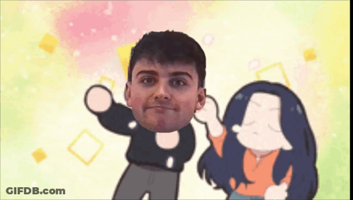 Cartoon Man And Woman With Faces Cut Out GIF