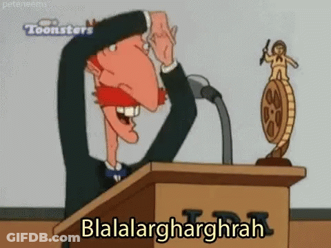 Cartoon Man At Podium Hands On Head GIF