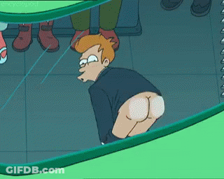 Cartoon Man Butt In Mirror GIF