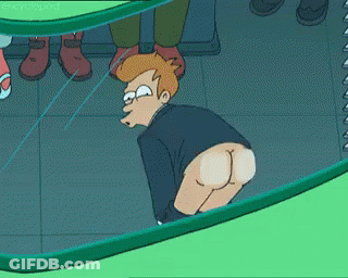 Cartoon Man Butt Visible In Mirror GIF