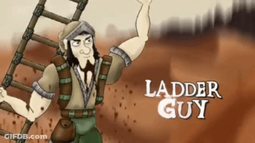 Cartoon Man Carrying Ladder Saying Ladder Guy GIF