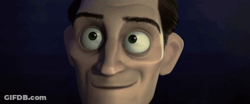 Cartoon Man Close Up With Big Eyes GIF