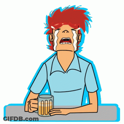 Cartoon Man Crying Holding Beer GIF
