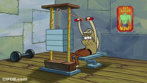Cartoon Man Doing Exercises Get Ripped Now GIF