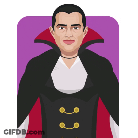 Cartoon Man Dressed As Vampire With Red Cape GIF