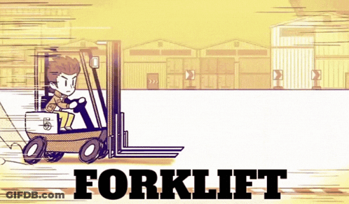Cartoon Man Driving Forklift GIF