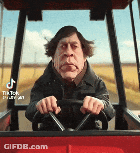 Cartoon Man Driving Red Vehicle With TikTok GIF