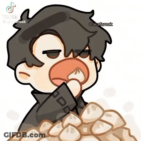 Cartoon Man Eating Pile Of Food GIF