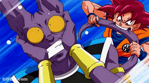 Cartoon Man Fighting Purple Monster With Sword GIF