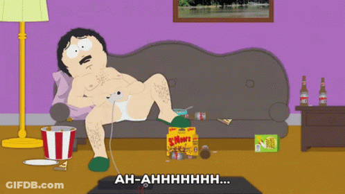 Cartoon Man Gaming On Couch With 8-Hour Chips GIF