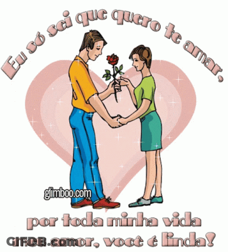 Cartoon Man Giving Woman A Rose GIF