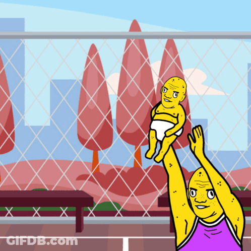 Cartoon Man Holding Baby GIF