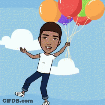 Cartoon Man Holding Balloons GIF