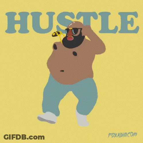 Cartoon Man Holding Banana With Hustle GIF
