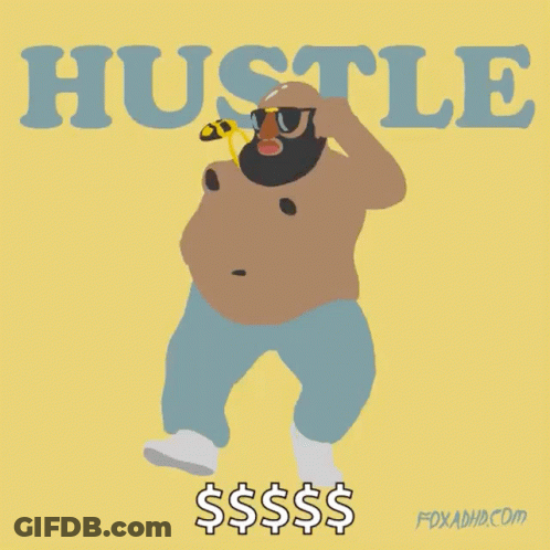 Cartoon Man Holding Banana With Hustle GIF