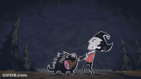 Cartoon Man Holding Bone Next To Dog GIF