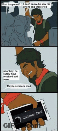 Cartoon Man Holding Cell Phone With Christian Choi GIF