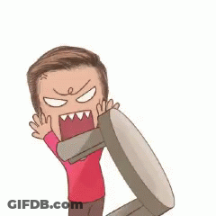 Cartoon Man Holding Chair With Open Mouth GIF