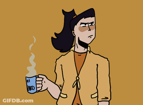 Cartoon Man Holding Cup Saying # 1 Dad GIF