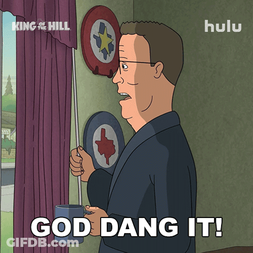 Cartoon Man Holding Cup Saying God Dang It GIF