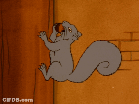 Cartoon Man Holding Flashlight Beside Squirrel GIF