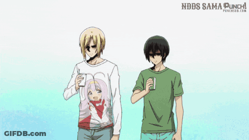 Cartoon Man Holding Glass And Angry Man GIF