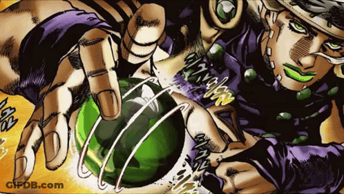 Cartoon Man Holding Green Ball With Chinese Writing GIF
