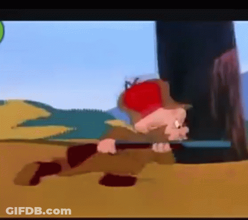 Cartoon Man Holding Gun In Field GIF