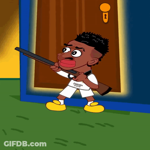 Cartoon Man Holding Gun Saying Emirates GIF