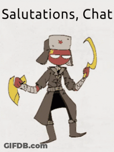 Cartoon Man Holding Hammer And Sickle Salutations Chat GIF