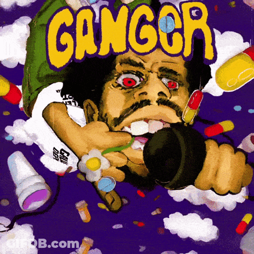 Cartoon Man Holding Microphone Saying Ganger GIF