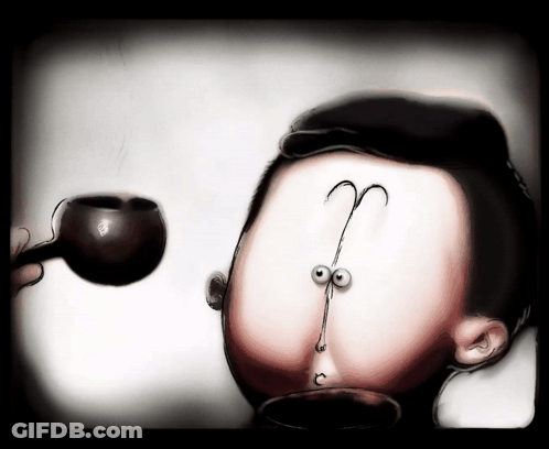 Cartoon Man Holding Pipe With Question Mark GIF