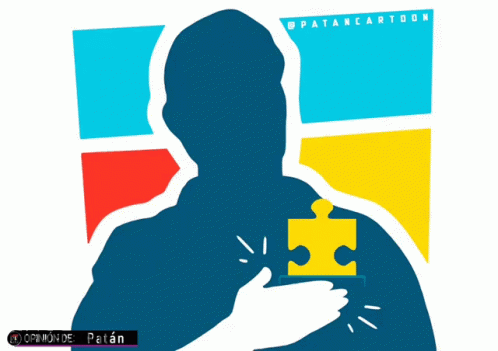 Cartoon Man Holding Puzzle Piece GIF