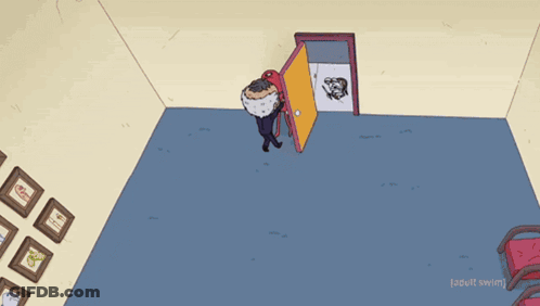 Cartoon Man Holding Red Object Saying Alan GIF