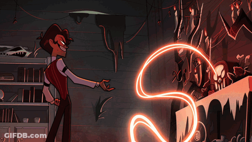 Cartoon Man Holding Red Swirl GIF