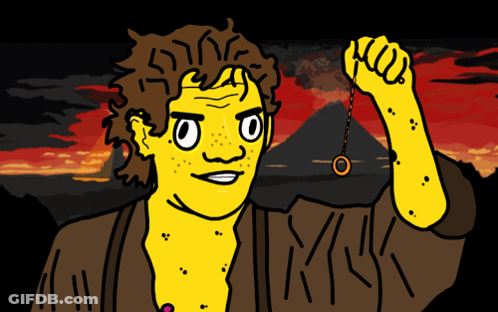 Cartoon Man Holding Ring With Volcano GIF