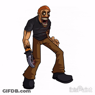 Cartoon Man Holding Saw With Ibis Paint GIF