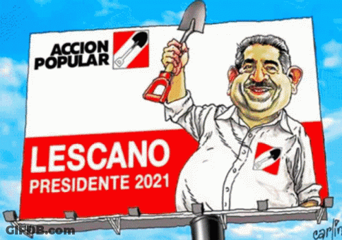 Cartoon Man Holding Shovel Lescano Presidente 2021 GIF