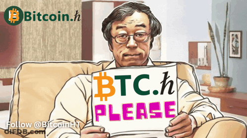 Cartoon Man Holding Sign Saying Btc.h Please GIF
