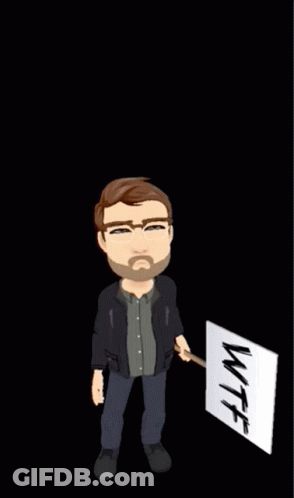 Cartoon Man Holding Sign Saying WTF GIF