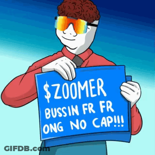 Cartoon Man Holding Sign Saying Zoomer GIF