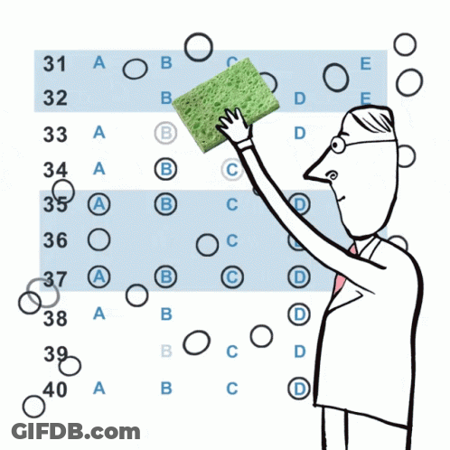 Cartoon Man Holding Sponge In Front Of Numbers GIF
