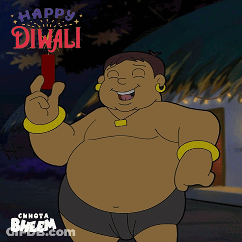 Cartoon Man Holding Star With Happy Diwali GIF