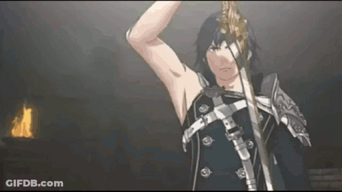 Cartoon Man Holding Sword GIF