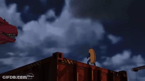 Cartoon Man Hugging Dinosaur GIF