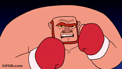 Cartoon Man In Boxing Gloves And Black Glove GIF