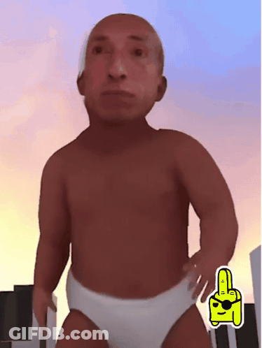 Cartoon Man In Diapers With Middle Finger Sticker GIF