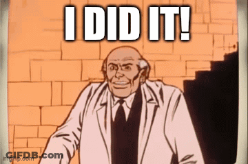 Cartoon Man In Front Of Brick Wall Saying I Did It GIF
