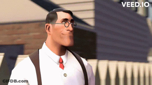 Cartoon Man In Glasses And Suspenders Smiling Veed.io GIF